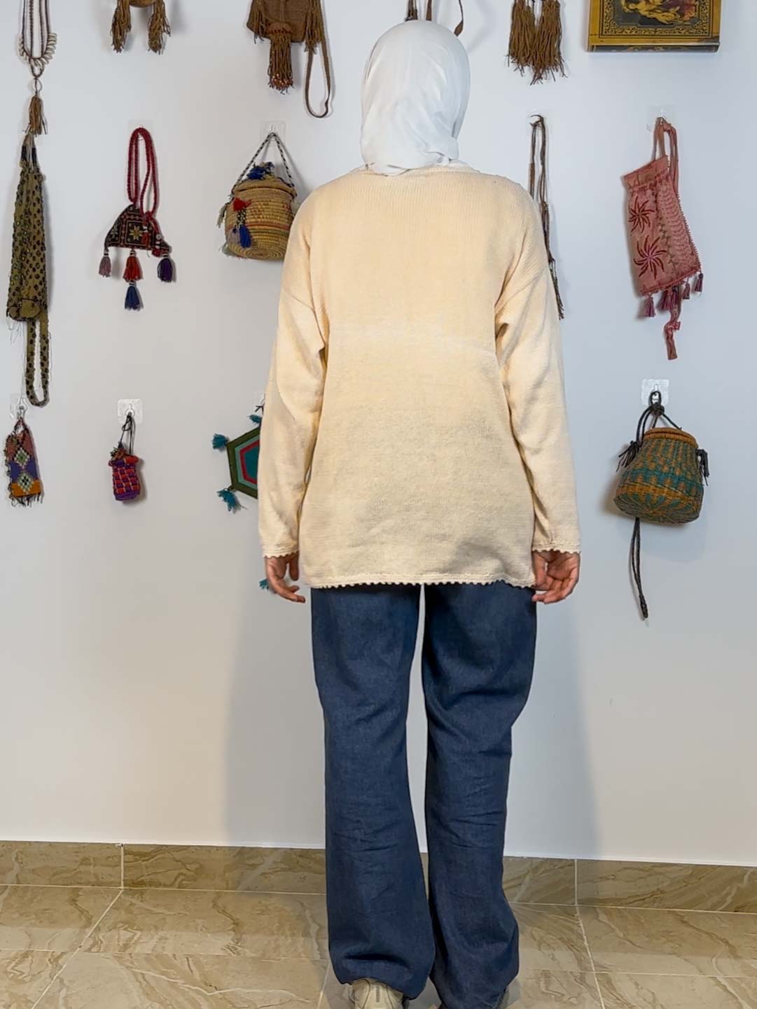 Light pink embroidered granny sweater