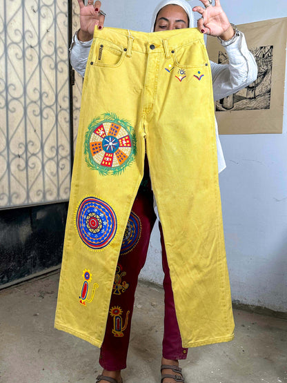 Mustard Hand Painted Jeans