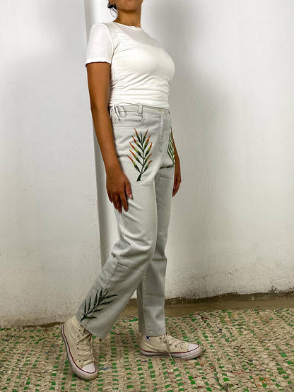 Hand Embroidered Light Jeans