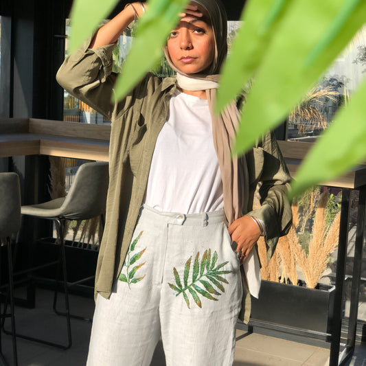Palms Embroidered Pants