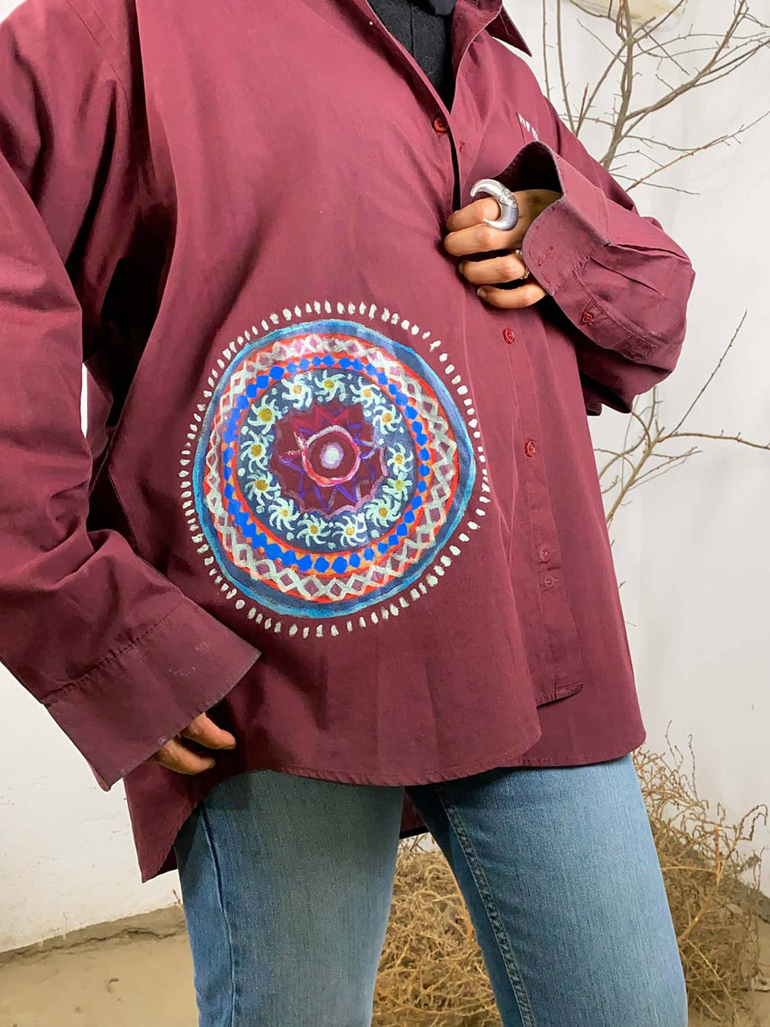 Hand Painted Indian Inspired Shirt