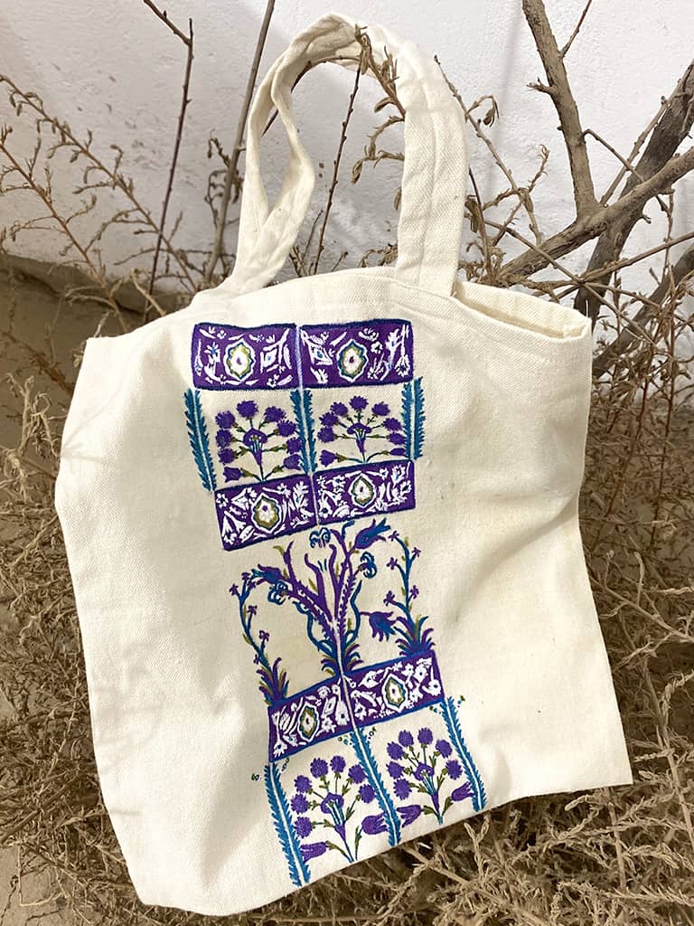 Islamic Flowers Hand Painted Tote Bag