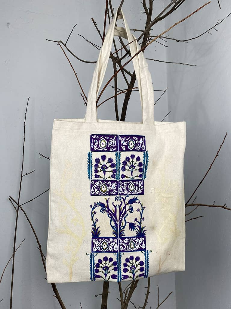 Islamic Flowers Hand Painted Tote Bag