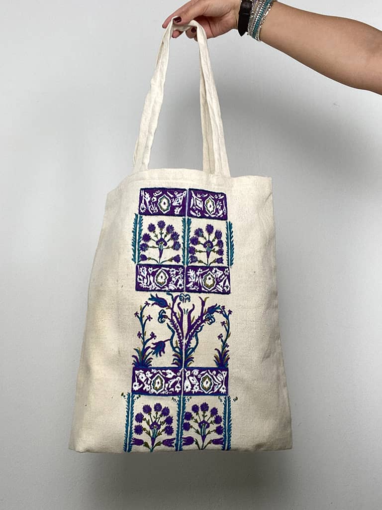 Islamic Flowers Hand Painted Tote Bag