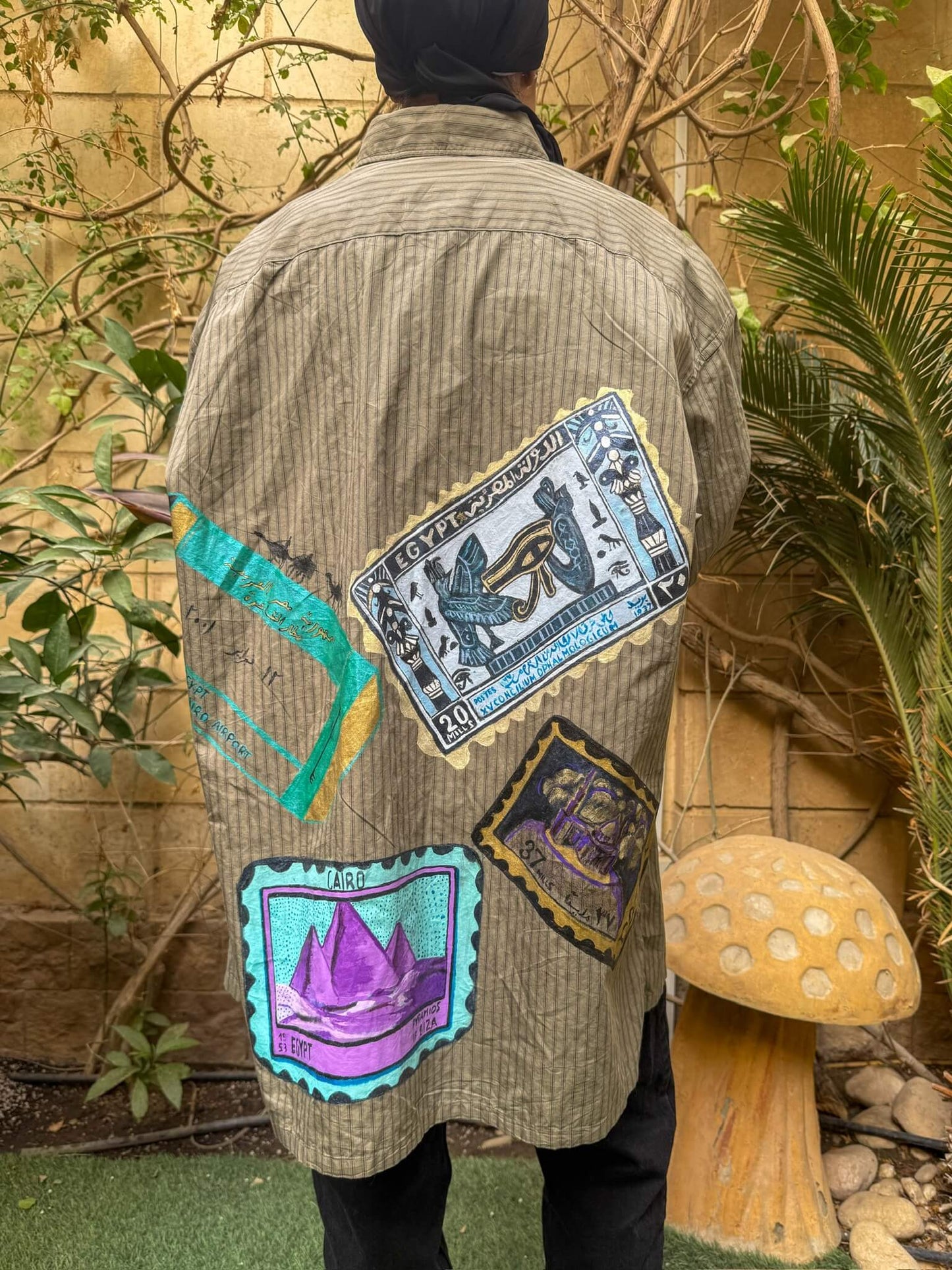 Hand painted stripped stamps shirt