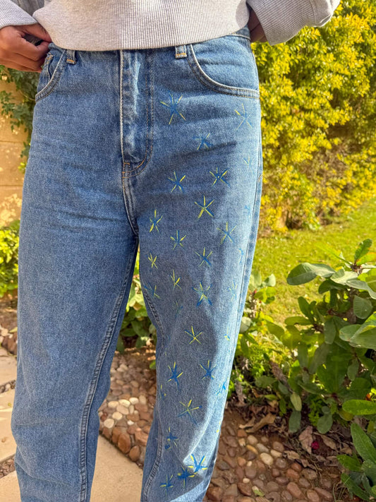 Nut sky goddess hand painted jeans