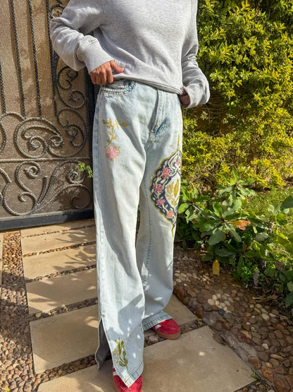Persian hand painted jeans
