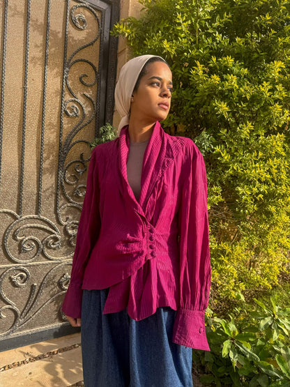 Fuchsia vintage stripped blouse