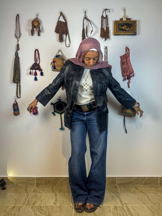 Genuine leather black leather jacket