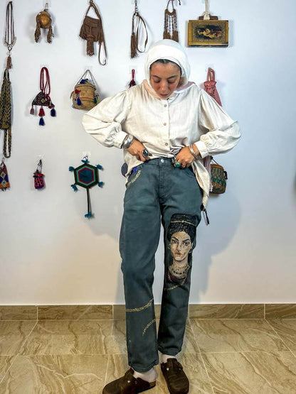 Fayoum Portrait Handpainted Jeans