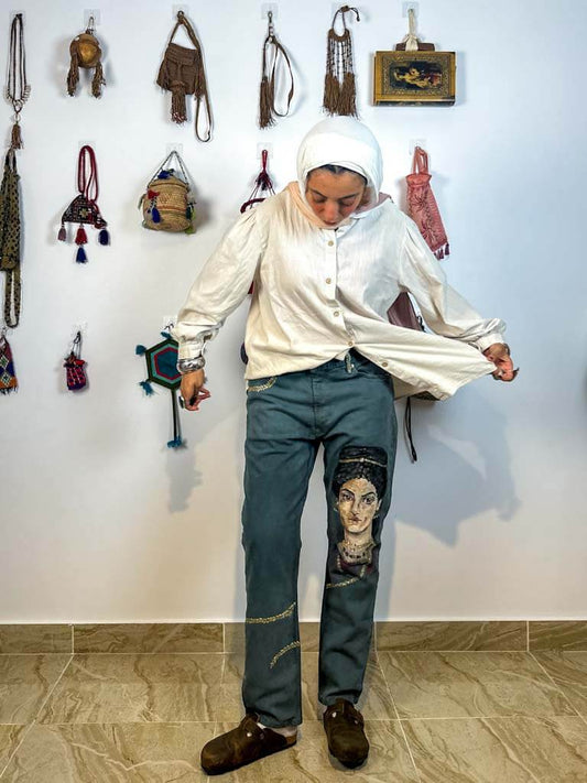 Fayoum Portrait Handpainted Jeans