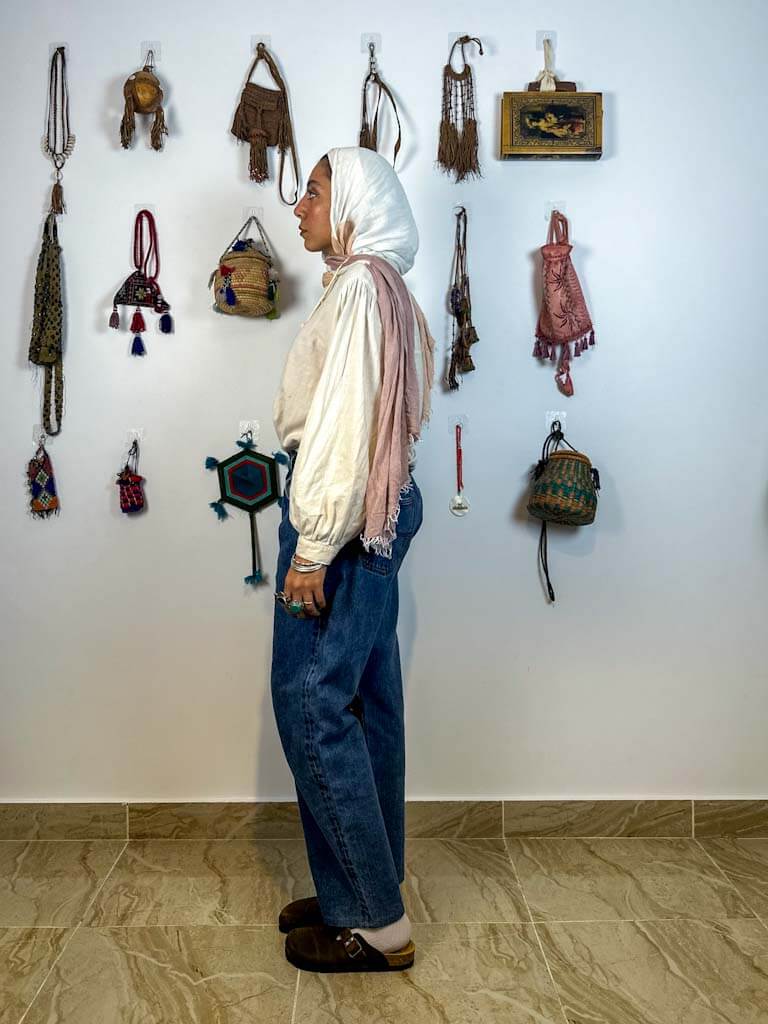 Hand painted Persian blue jeans