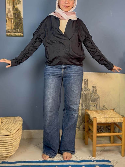 Black cotton long sleeved shirt