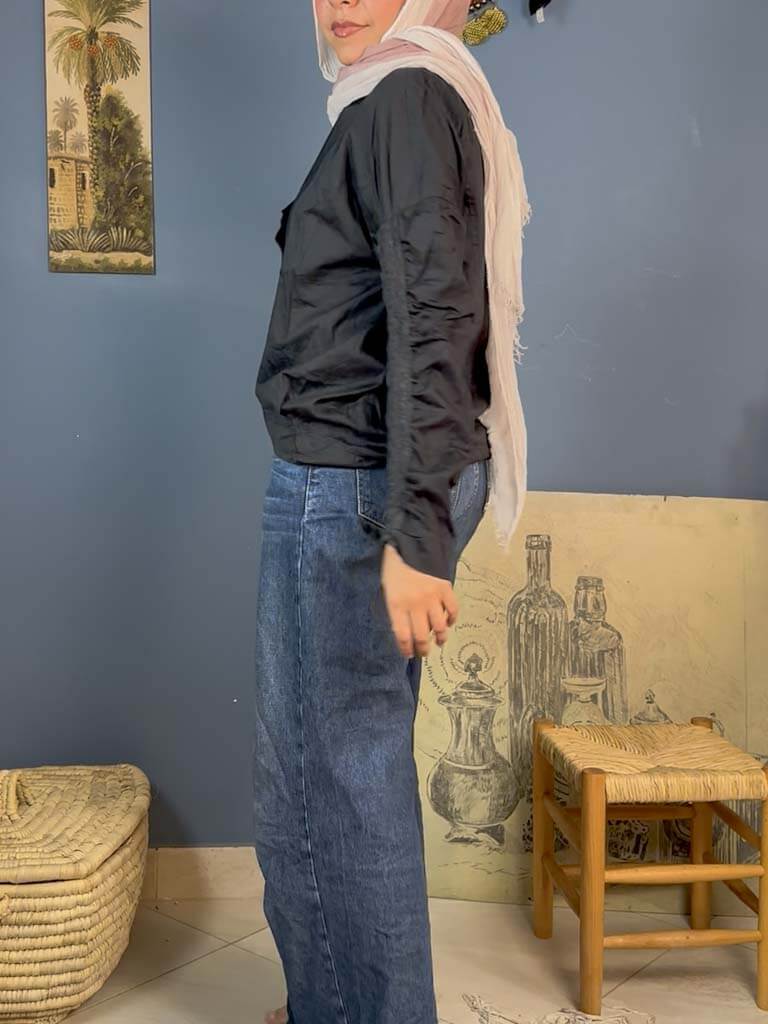 Black cotton long sleeved shirt