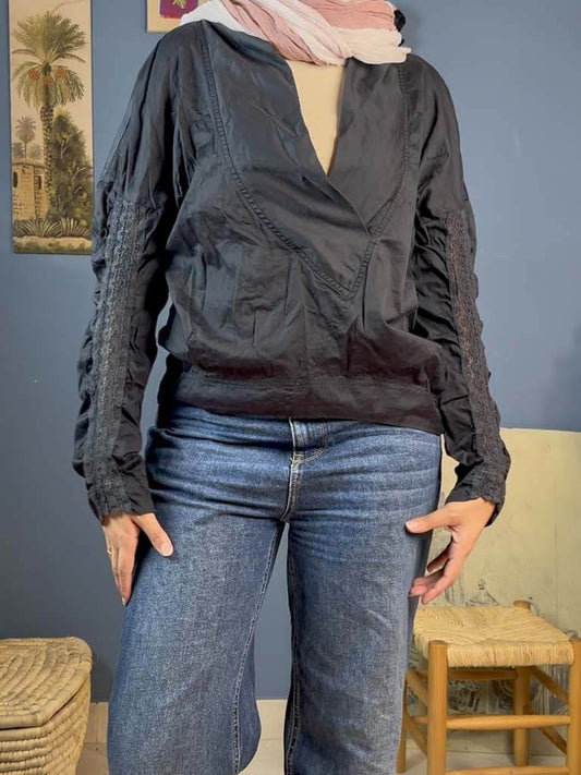 Black cotton long sleeved shirt