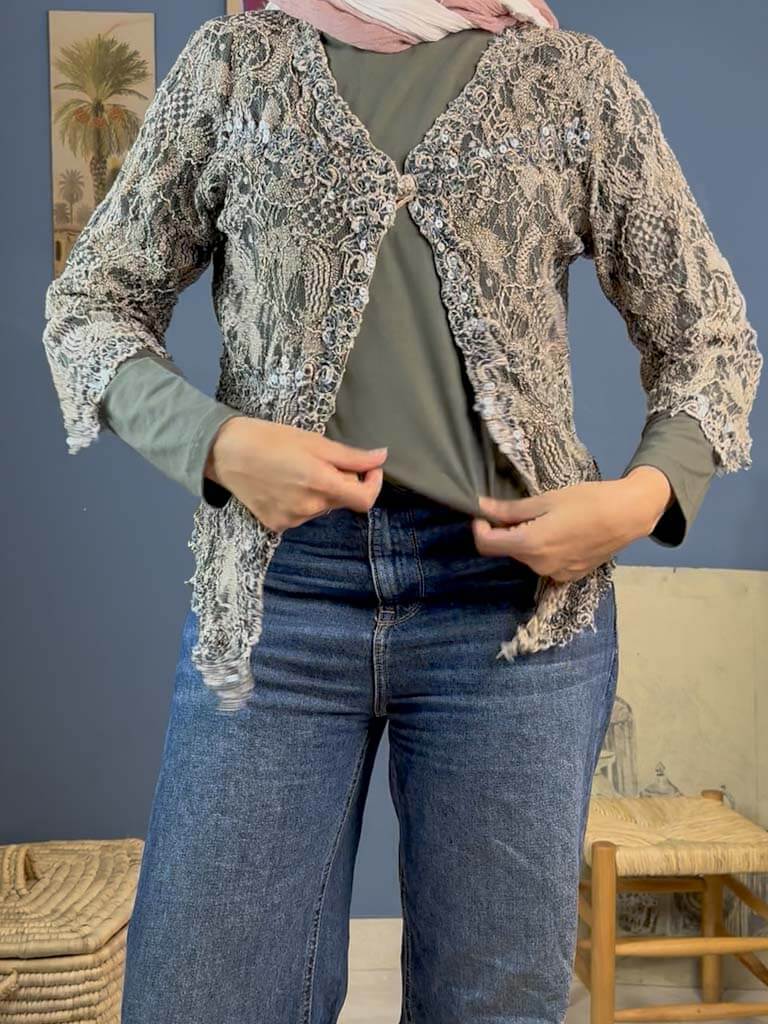 100% viscose shimmery cardigan