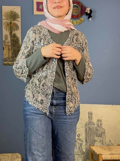 100% viscose shimmery cardigan