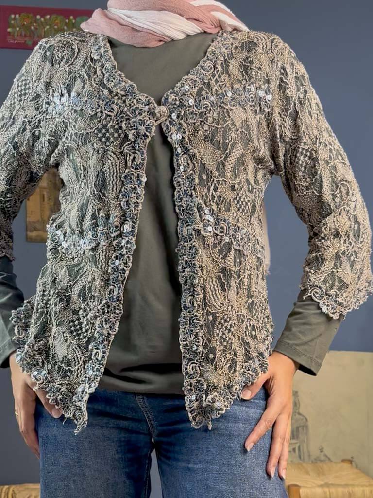 100% viscose shimmery cardigan