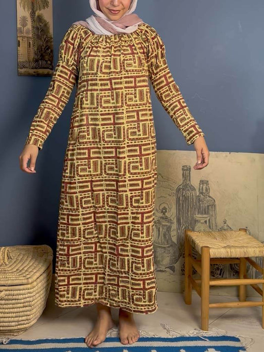 Hand printed cotton dress