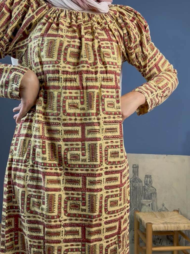Hand printed cotton dress
