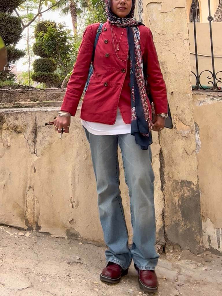Red linen jacket