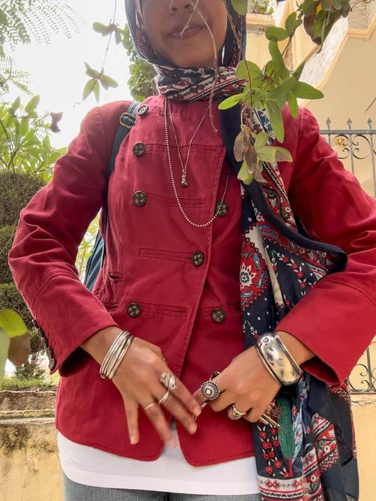 Red linen jacket