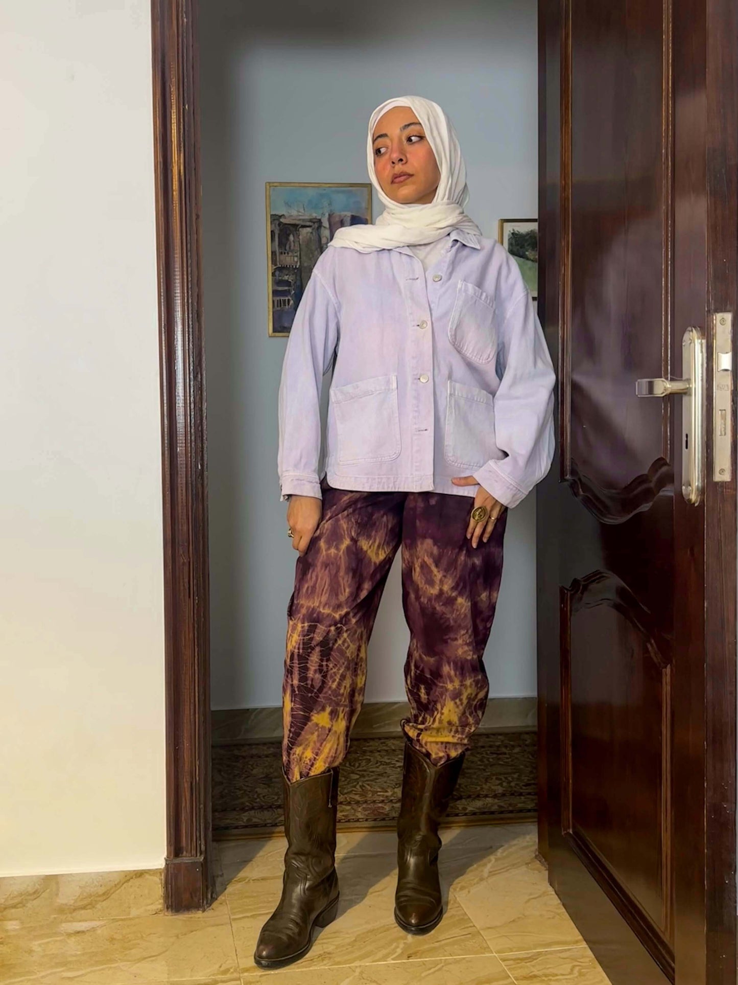 Mustard and Purple tie dye pants