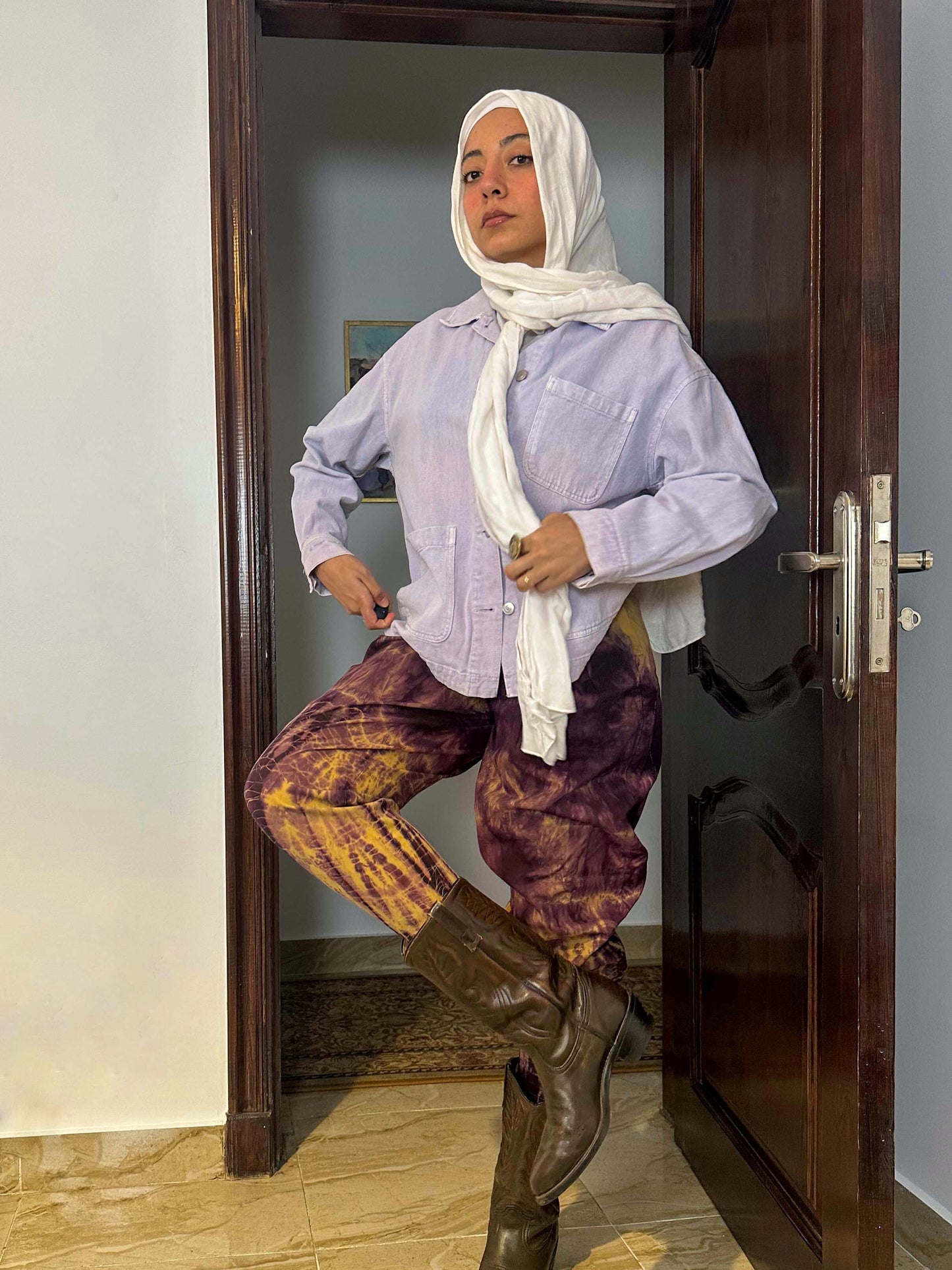 Mustard and Purple tie dye pants