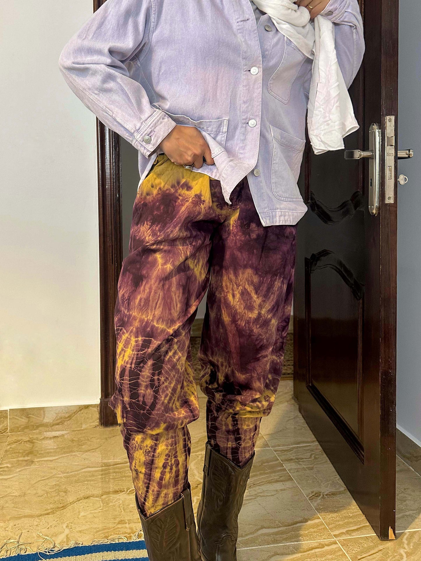 Mustard and Purple tie dye pants