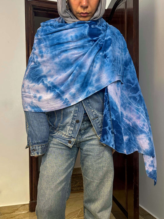 Sky blue tie dye shawl