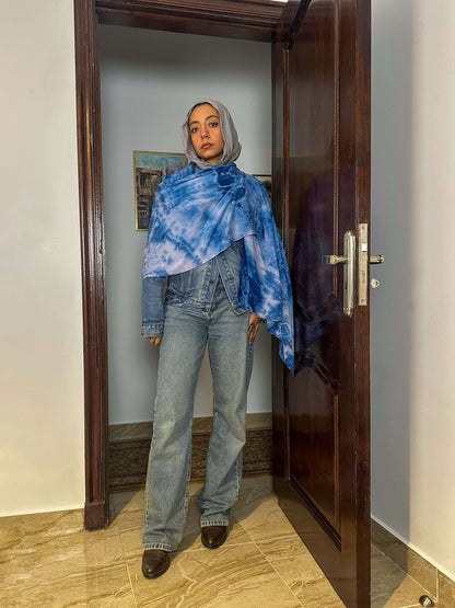 Sky blue tie dye shawl