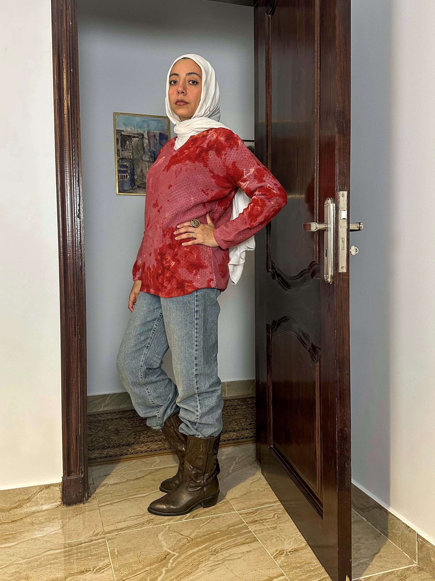 Cranberry tie dye sweater