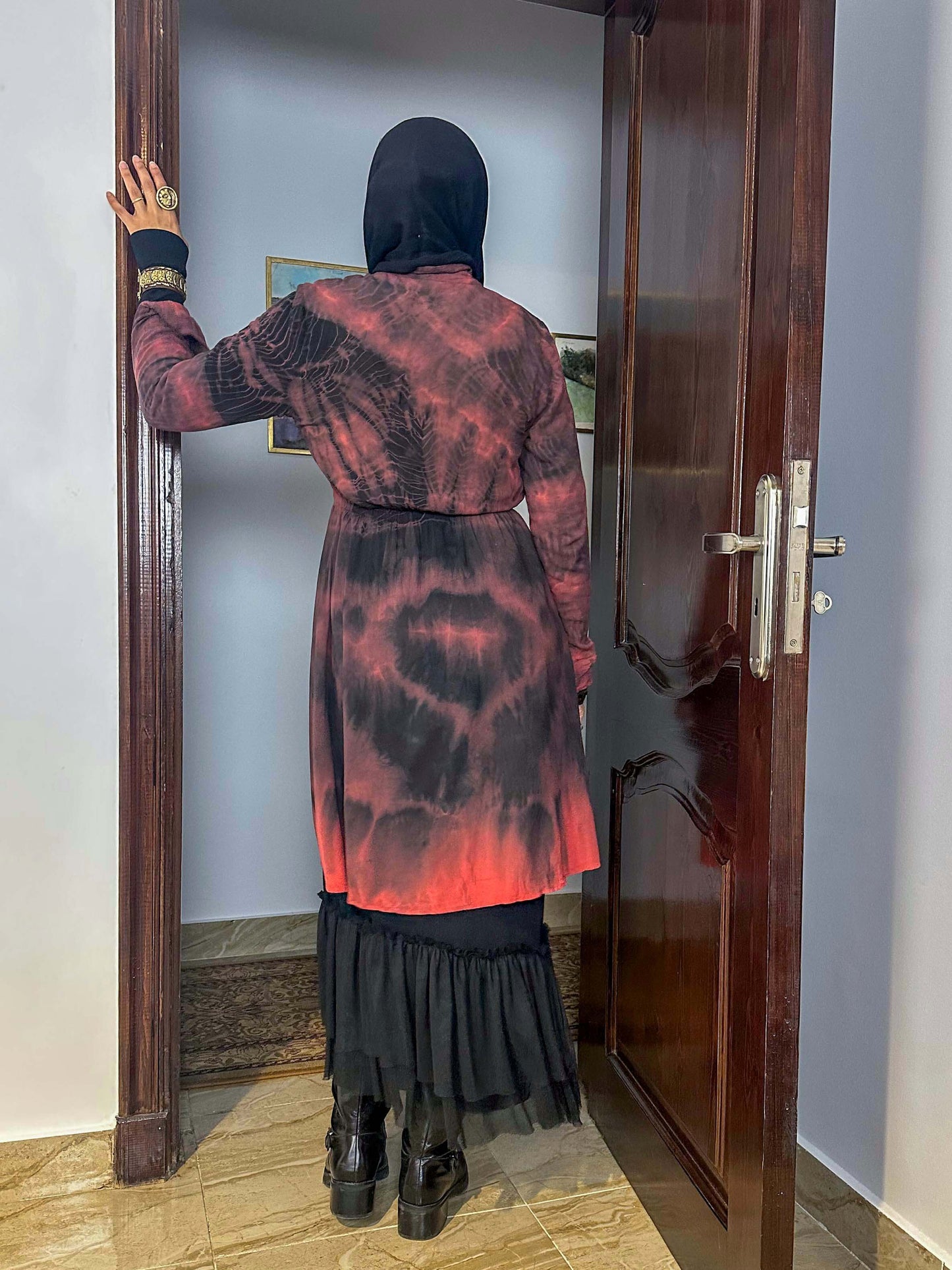 Orange and navy tie dye tunic