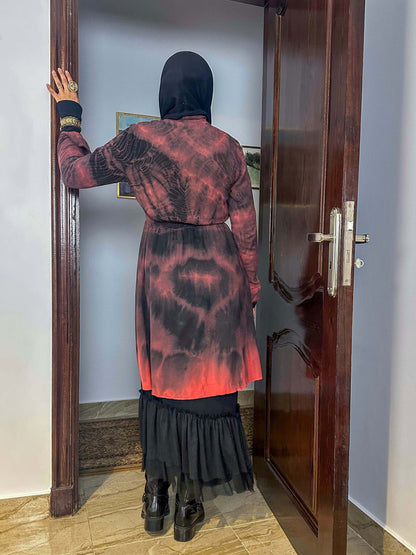 Orange and navy tie dye tunic