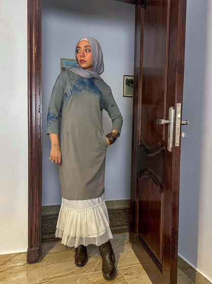 Grey tie dye midi dress