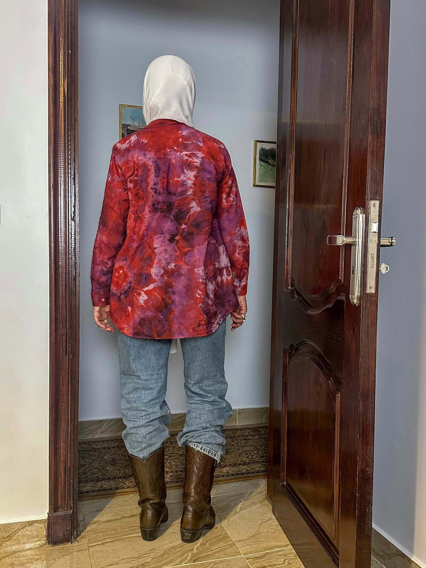 Red and Purple tie dye shirt