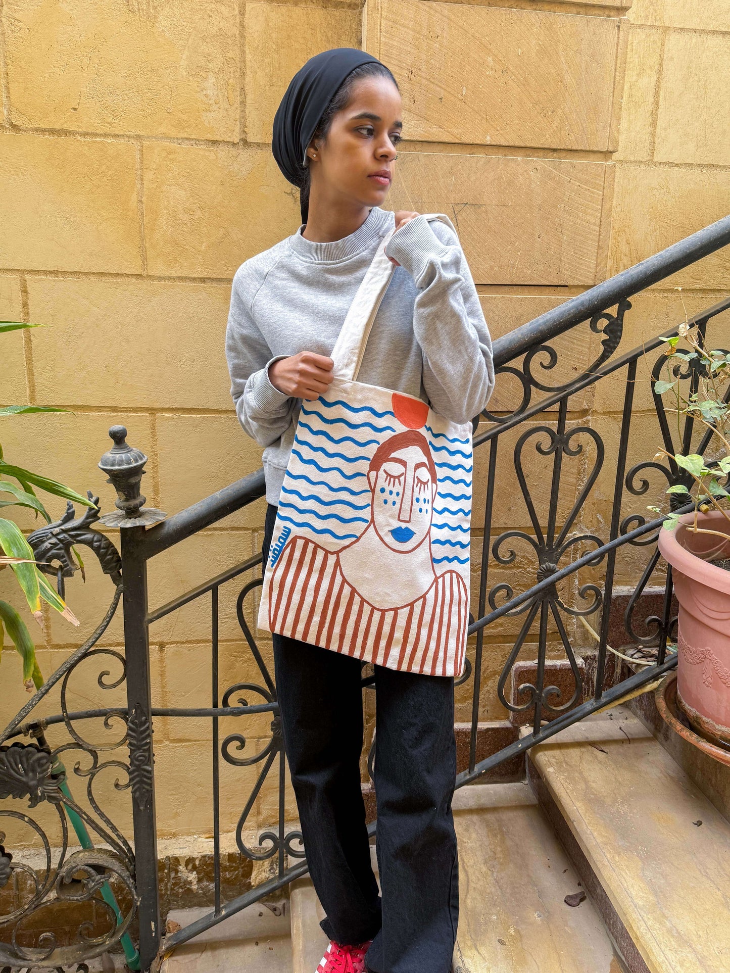 Hand painted tote bag