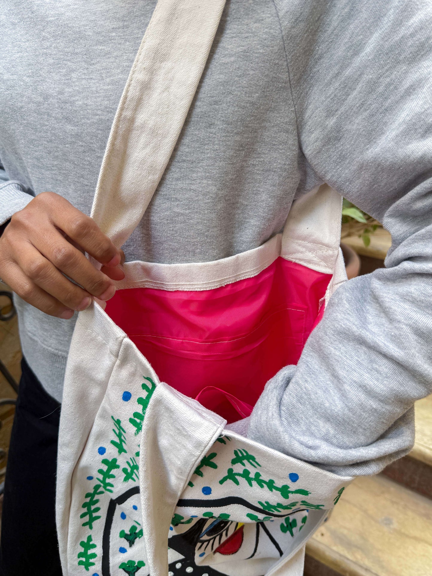Hand painted tote bag
