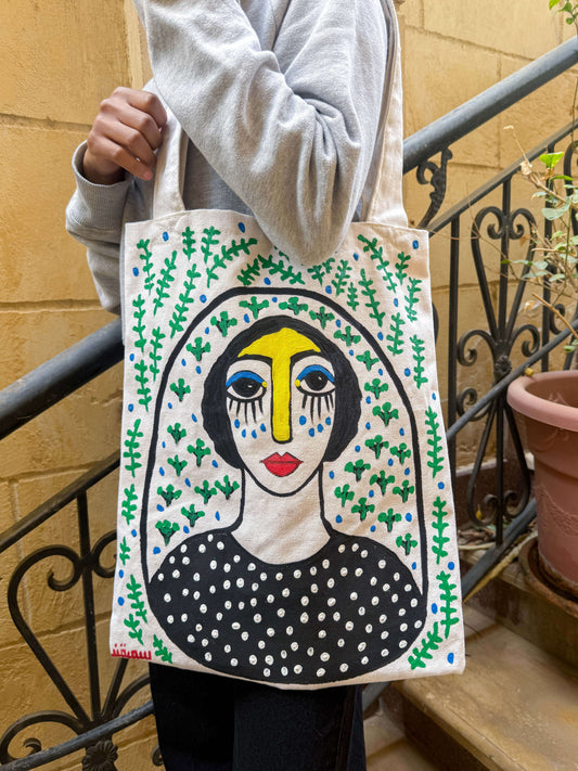 Hand painted tote bag