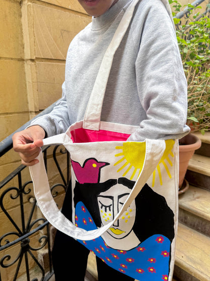 Hand painted tote bag