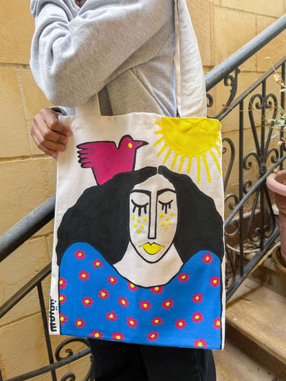 Hand painted tote bag