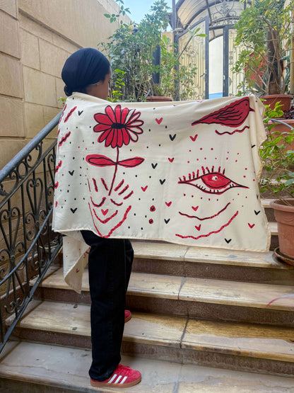 Beige hand painted shawl