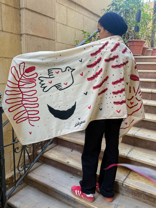 Beige hand painted shawl