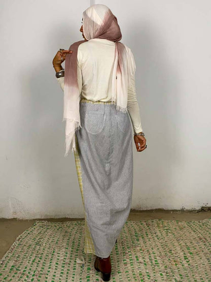 Upcycled patchwork linen skirt