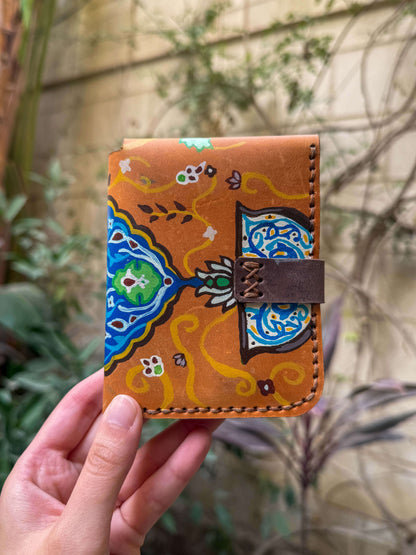 Hand painted Khayameya leather wallet
