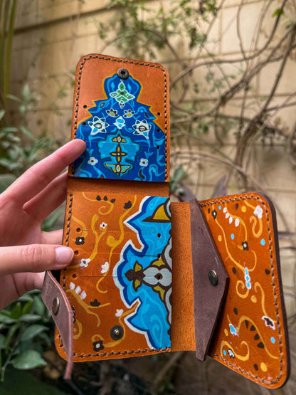 Hand painted Khayameya leather wallet