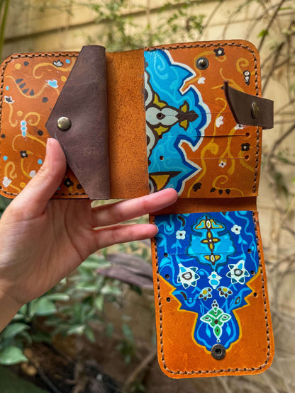 Hand painted Khayameya leather wallet