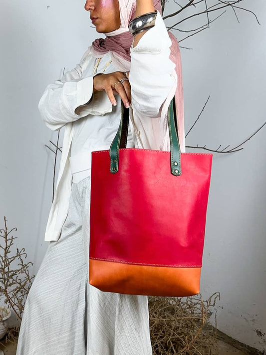 Colorful Leather Tote Bag