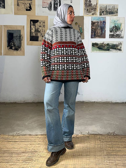 Vintage Patterned Grandpa Sweater