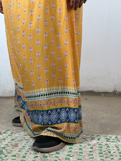 Mustard Maxi Patterned Skirt